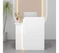 Reception con Bancone Ottimo Risparmio di Spazio Receptionist Front Counter con Cassetto Chiudibile A Chiave Home Office per Salone Sala di Ricevimento Checkout L, White, Right_60X40X100CM
