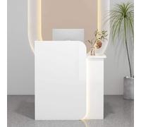 Reception con Bancone Ottimo Risparmio di Spazio Receptionist Front Counter con Cassetto Chiudibile A Chiave Home Office per Salone Sala di Ricevimento Checkout L, White, Left_60X40X100CM