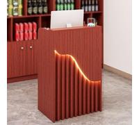 Reception da 1,8 m con cassetto portaoggetti, moderno bancone anteriore rosso per supermercati, hotel e minimarket, perfetto per il servizio clienti e l'efficienza aziendale