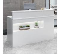 Reception Des, L-Shap Front Des Reception, banco reception con ripiano espositore e cassetti posizionabili, tavolo da banco Checout in piedi (bianco caldo, 150 x 50 x 100 cm)