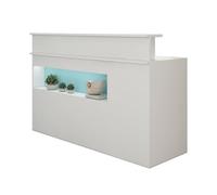 Reception Des, L-Shap Front Des Reception Des Reception Des con ripiano espositore e cassetti posizionabili, tavolo da banco Checout in piedi (bianco caldo 1,47 x 49,8 x 99,8 cm)