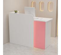 Reception Desk Negoziation Table Computer Mobili Cash Register Counter Lockable Drawer Welcome Desk Office Mobili Beauty Salon Bianco e Rosa 80 x 50 x 100 cm