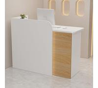 Reception Desk Negoziation Table Retail Checkout Contatore Computer Mobili Lockable Drawer Welcome Desk for Office & Beauty Legno Bianco Elegante e funzionale