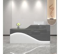 Reception Desk with Lockable Drawer Keyboard Tray & Built-in LED Light for Salon Office & Retail Checkout - Modern Functional Design for Enhanced Workspace Efficiency