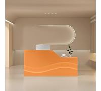 Reception Desk with Lockable Drawer Keyboard Tray & LED Light - Modern Front Counter Table for Office Lobby Beauty Salon & Professional Space