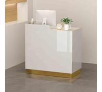 Reception Desk with Open Shelves LED Lighted Cash Register Secure Drawer Welcome Desk for Office Trade Lobby Meeting Room Stylish and Functional Reception Furniture