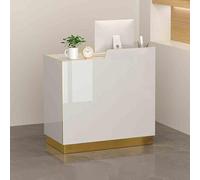 Reception Desk with Open Shelves LED Lighted Checkout Counter Lockable Drawer Welcome Desk for Office Business Lobby Trade Show Stylish Reception Mobili