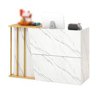 Reception, I Cassetti Di Grande Capacità Sono Adatti a Tutti I Tipi Di Uffici Mostre, Ecc. E Sono Convenienti per Fornire Servizi Di Consulenza E Orientamento Ai Visi(Size:120cm,Color:Stampa di marmo)