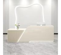 Reception moderno con bancone anteriore, 180 cm, tavolo registratore di cassa per hotel, saloni di bellezza e negozi al dettaglio, elegante arredamento per il servizio clienti - design E-Left