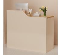 Reception retrò con cassetto chiudibile a chiave e ripiano aperto per sala aziendale o reception dell'hotel (beige+colore legno, 99,8 cm)