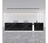 Reception Table con Luci Ambientali, Desk Frontale in Piedi con Contatore di Stoccaggio a Livelli, Scrivania di Ricevimento in Classe E1 per Azienda/Hotel/Lobby,D,140x60x100cm