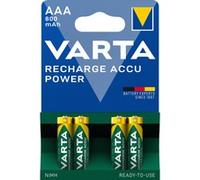 BATTERIE RICARICABILI VARTA AAA 4PZ MINI STILO 1.2 V 800MAH KR3800 COD. 56703 HR03 NI/MH RECHARG ACCU POWER