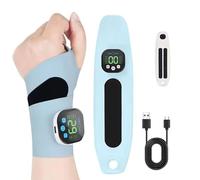 Rechargeable Adjustable Electric Wrist Massager,Cordless Heated Wrist Massager with 10 Modes 29 Intensity,EMS Electric Hand Massagers,Wearable Hand Heating Brace for Daily & Sports Use (Blue)