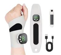 Rechargeable Adjustable Electric Wrist Massager,Cordless Heated Wrist Massager with 10 Modes 29 Intensity,EMS Electric Hand Massagers,Wearable Hand Heating Brace for Daily & Sports Use (White)