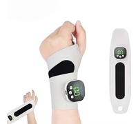 Rechargeable Adjustable Electric Wrist Massager,Portable Cordless Hand Heating Pad with 8 Modes,30 Intensity Levels,Wrist Massage Machine,Heated Brace & Wrap for Relief (White)