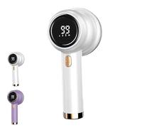 Rechargeable Fabric Shaver Fuzz Remover, Electric Lint Remover for Clothes, with LED Display & Large Capacity Container 3-Setting, Easy-to-Grip Handle (White)