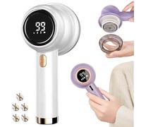 Rechargeable Fabric Shaver Fuzz Remover, Electric Lint Remover for Clothes with LED Display, Portable Pill Cutter for Sweaters Coats Couches Home Use (with 5 Blade White)