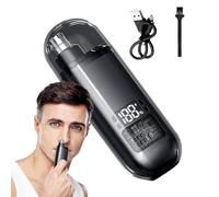 Rechargeable Hair Remover - Ear and Nose Trimmer for Grooming with Rechargeable Battery | Waterproof Design with Digital Display, Detachable Stainless Steel Blades for Facial Hair Removal