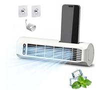 Rechargeable Kitchen Fan with Strong Airflow,3 Speed Bladeless Cross Flow Fan,Desktop Tower Fans With Charging And Phone Stand,Standing/Wall-Mounted/Desktop,For Bedroom Office(White)