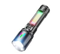 Rechargeable LED Flashlight - Aluminum Alloy, 7 Mode Zoomable Torch, Battery Display Lamp | Waterproof Handheld Light With Magnetic Base For Hiking, Survival, Camping, Fishing, Work, Power Outage Use
