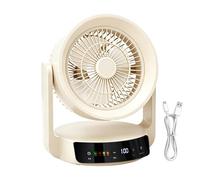 Rechargeable Portable Desk Fan- 21.5×18×28cm USB Mini Cooling Fan, 10 Speed Adjustable Quiet Air Circulator | 5V 7W Energy Saving Desktop Fanwith 2400W Capacity, ABS+PP Material, Beige Purple Indoor