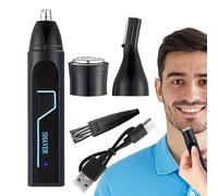 Rechargeable Precision Trimmer, Waterproof Facial Hair Trimmer, Powerful Motor Nose Trimmer, Interchangeable Hair Trimmer Heads, Rinsable Hair Trimmer 500mA 14500 battery for Men