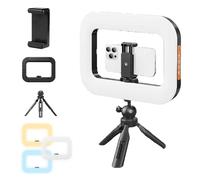 Rechargeable Selfie Portable Ring Light - Adjustable Bicolor Fill Light, Portable LED Ring Light Selfie Phone Video Stabilizer, with Cordless Square Design for Camera Smartphone (B)