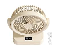 Rechargeable Table Fan - Digital Display Blower, Desk Fans for Airflow Regulation, Robust Ventilation Piece, Interior Climate Item with Integrated Wall Mounting Slot, Refreshment Unit for Bedroom
