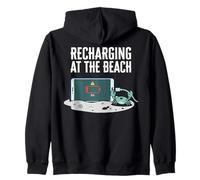 Recharging At The Beach Low Battery Crab Phone Felpa con Cappuccio