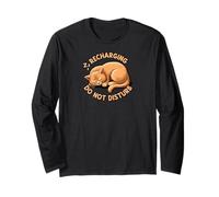 Recharging Sleeping Cat Do Not Disturb Maglia a Manica