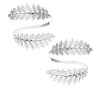 RechicGu 2 x albero foglia polsino braccialetto bracciale superiore braccio polsino bracciale matrimonio natale set regolabile gioielli minimalista costume greco romano, Adjustable, 3.1 inches (8CM