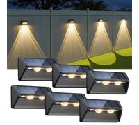 RECHOO Lampade solari per esterni da giardino, 6 pezzi, lente super luminosa, lampada da parete solare per esterni, con 2 modalità, IP65, impermeabili, per recinzioni esterne, terrazze, ponti, gradini