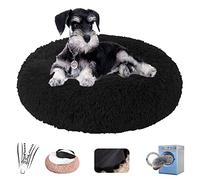 Rechteckig Cuccia Gatto Cane Interno Morbida, Sfoderabile Animale Domestico Cuscino Peluche Donut Antiscivolo Lavabile Interno Letto Peluche Ultra-Morbido- Black|| Ø100/39in(3XL)