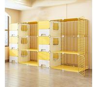 Recinti per gatti Gabbia Box Cassa Cuccia, Gabbia for gatti con lettiera in metallo for interni fai da te, staccabile, gialla, diverse misure, confezione da 1(210x45x105cm)