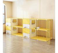 Recinti per gatti Gabbia Box Cassa Cuccia, Gabbia for gatti con lettiera in metallo for interni fai da te, staccabile, gialla, diverse misure, confezione da 1(210x45x70cm)