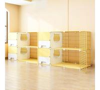 Recinti per gatti Gabbia Box Cassa Cuccia, Gabbia for gatti con lettiera in metallo for interni fai da te, staccabile, gialla, diverse misure, confezione da 1(210x35x70cm)
