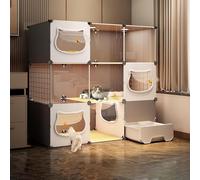 Recinti per gatti Gabbia Box Cassa Cuccia, Gabbia for gatti fai da te staccabile con lettiera e scala di arrampicata, diverse misure(B,111x39x109cm)