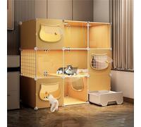 Recinti per gatti Gabbia Box Cassa Cuccia, Gabbia for gatti fai da te staccabile con lettiera e scala di arrampicata, diverse misure(A,111x39x109cm)