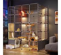 Recinti per gatti Gabbia Box Cassa Cuccia, Recinto fai da te for gatti e animali domestici da interno ed esterno con lettiera chiusa in diverse dimensioni(L145xW110xH180cm)
