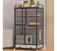 Recinti per gatti Gabbia Box Cassa Cuccia, Recinto for gatti da interno con ruote portaoggetti e blocco multicolore 83x59x(126-156) cm(Black,83x59x156cm)