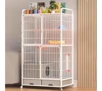 Recinti per gatti Gabbia Box Cassa Cuccia, Recinto for gatti da interno con ruote portaoggetti e blocco multicolore 83x59x(126-156) cm(White,83x59x156cm)