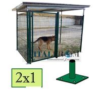 Recinto Box Gabbia Modulare per Cani in Rete Metallica Tetto Lamiera Coibentata