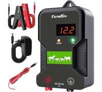Recinto Elettrico per Animali a 12V con Display a LED, Portata 15 km, 2 Joule Elettrificatore per Recinto Elettrico 12KV per La Protezione di Bestiame, Pascoli Centralina di Controllo(Nero Grigio)