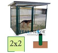 Recinto Modulare Gabbia Box per Cani in Rete Metallica Tetto Lamiera Coibentata