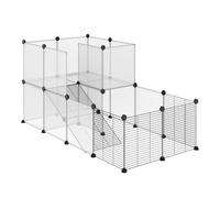 Recinto per Animali Modulabile 140x70x70 cm con Pannelli 35x35 cm in Acciaio e PP Nero