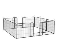 Recinto per Cani a 12 Pannelli Modulabili da 80x1,5x80 cm con Picchetti in Acciaio Grigio