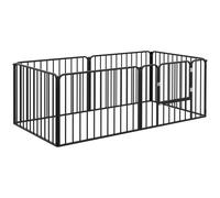 Recinto per Cani a 6 Pannelli Modulabili da Interno ed Esterno 164x83x60 cm in Acciaio Nero