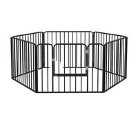 Recinto Per Cani A 6 Pannelli Modulabili Da Interno Ed Esterno, In Acciaio, 164x83x60 Cm, Nero