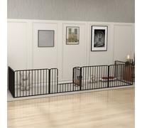 Recinto per Cani a 6 Pannelli Modulabili da Interno ed Esterno, in Acciaio, 164x83x60 cm, Nero