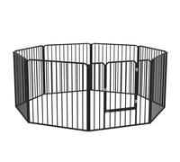Recinto per Cani a 8 Pannelli Modulabili 164x164x60 cm da Interno ed Esterno in Acciaio Nero
